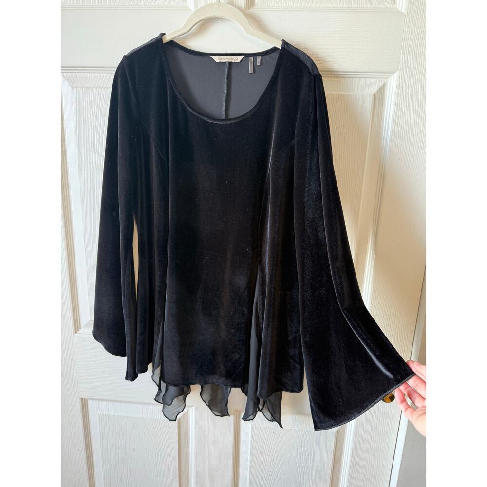 Soft Surroundings Black Velvet Chiffon Hem Tunic Size M